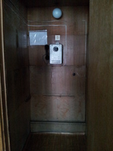 Phone booth in the birth home visiting room